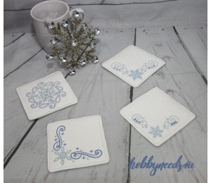 Stickserie ITH - Mug Rugs Snow Swirls